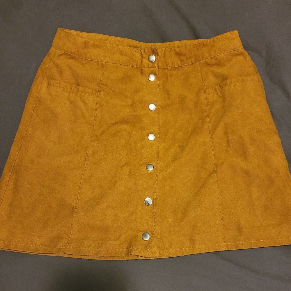 H&M Divided, size 10, tan faux suede skirt